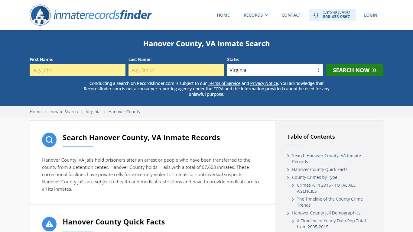 Hanover County, VA Inmate Lookup & Jail Records Online